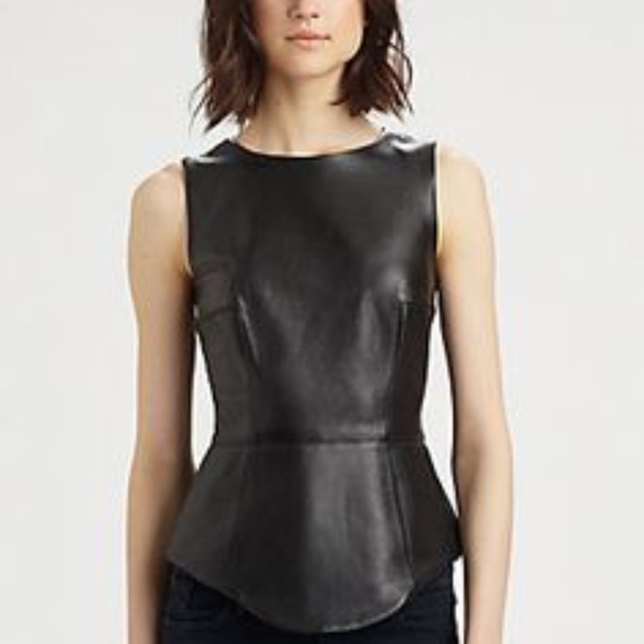 Tibi Tops - *SOLD* Tibi Sleeveless Leather Yoke Top